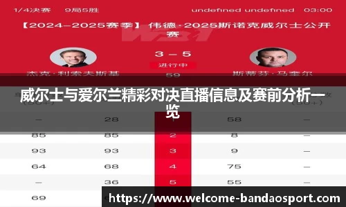 威尔士与爱尔兰精彩对决直播信息及赛前分析一览